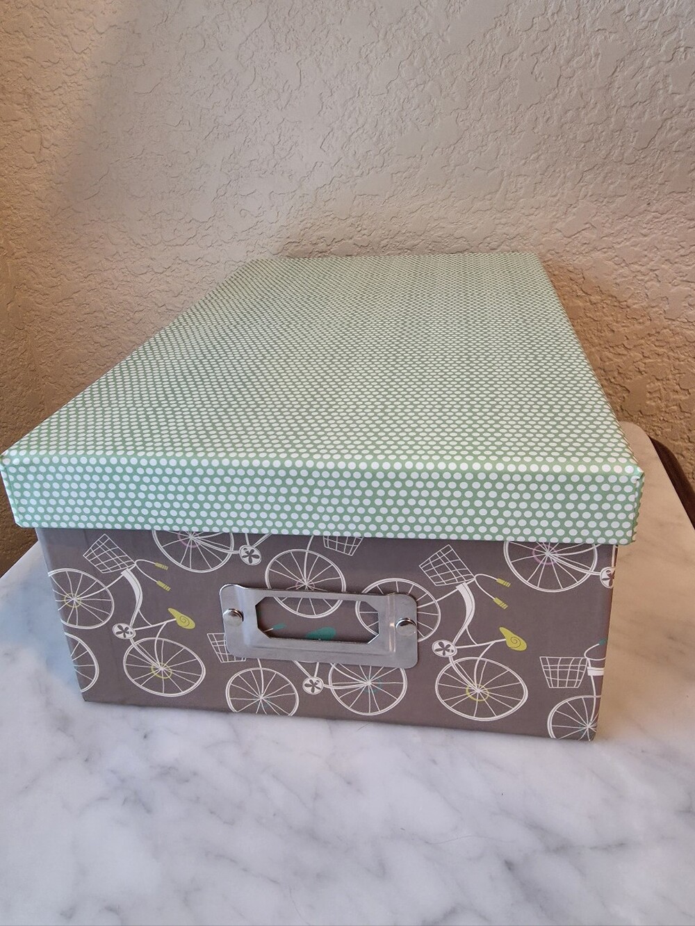 Cardboard Storage Box With Bicycle Print 11 × 8 × 4 Inches